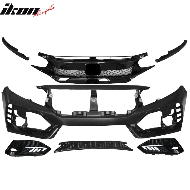 Type R Style Front Bumper Grille Fog Light Cover