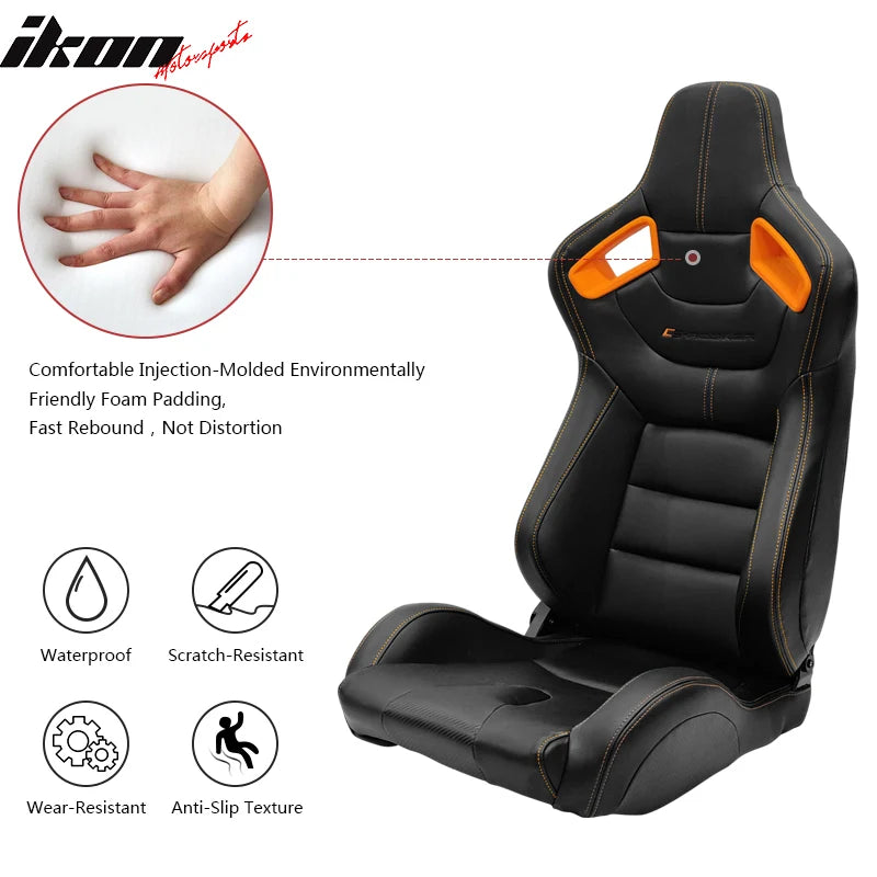 Racing Seats with Orange Stitching