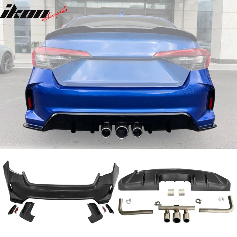 Type R Style Rear Bumper Cover with Diffuser
