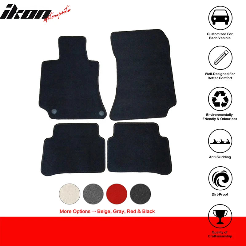 4-Piece Black Carpet Floor Mat Set