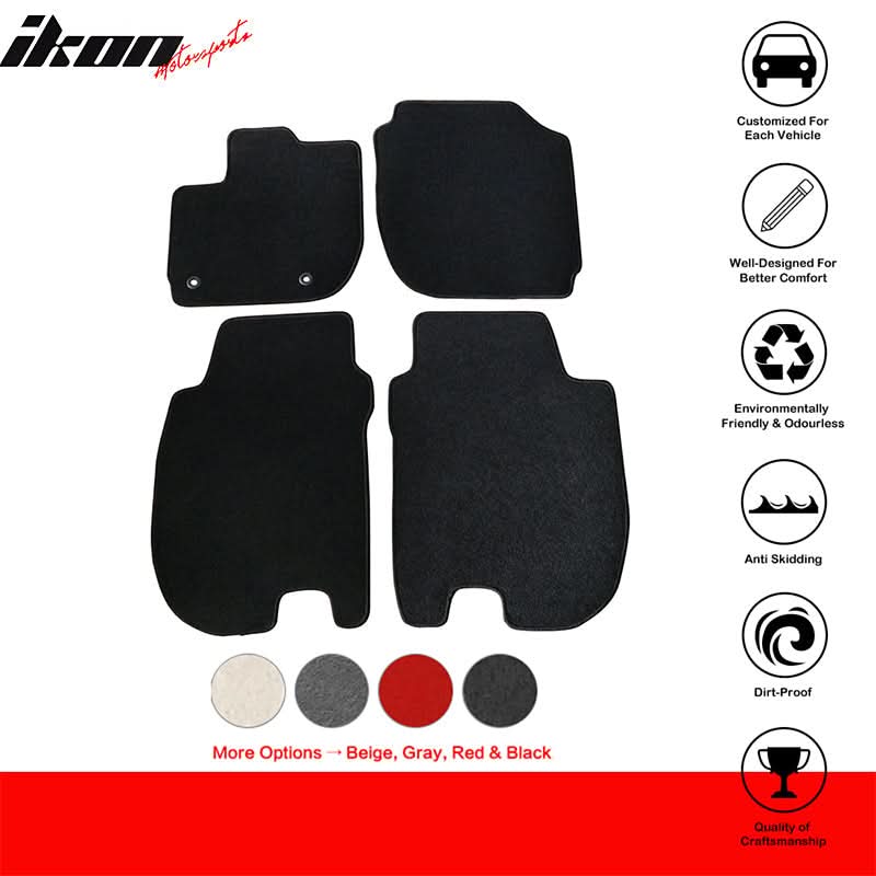 4-Piece Black Carpet Floor Mat Set