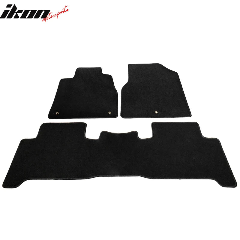3-Piece Black Nylon Floor Mat Set