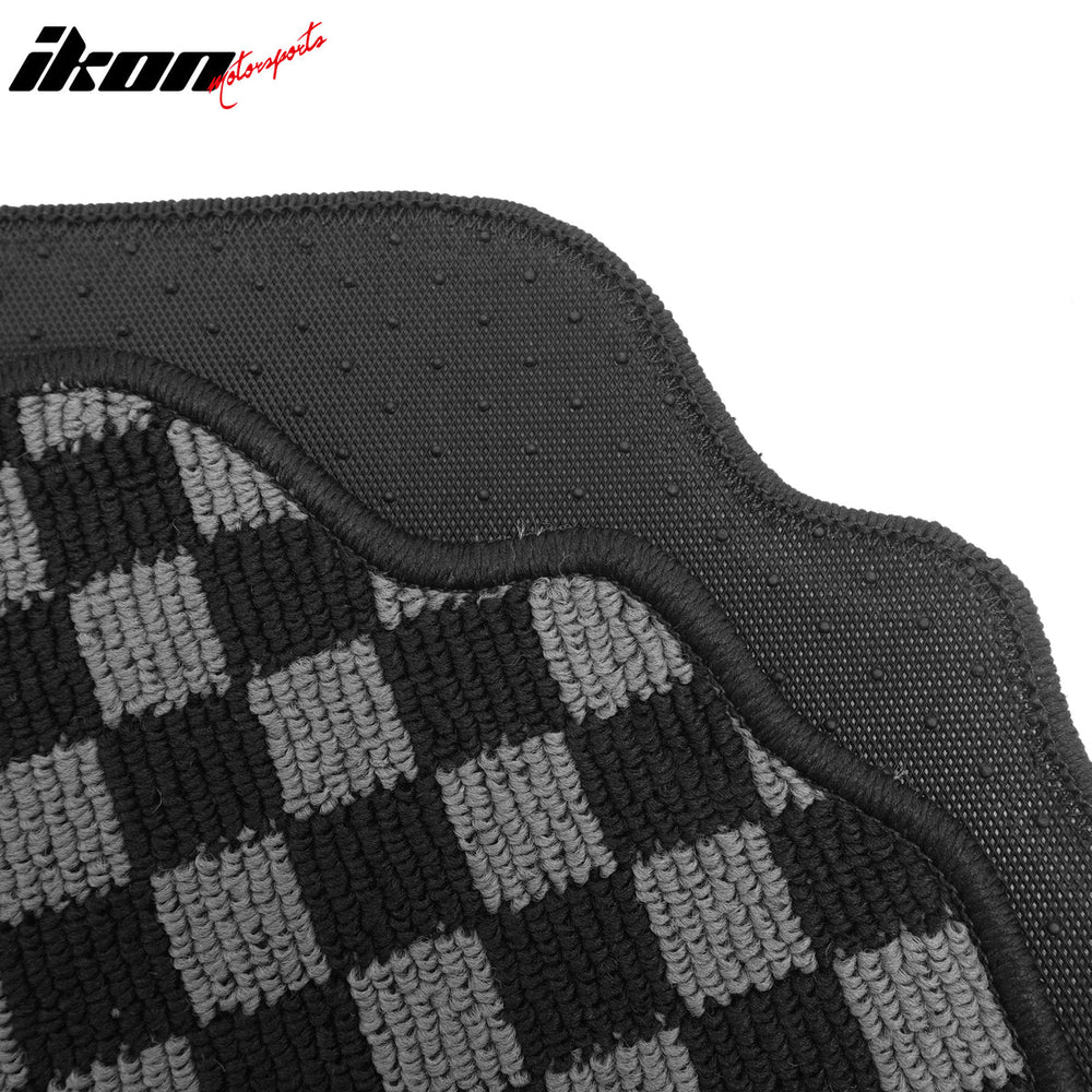 Black and Gray Plaid Floor Mat Set