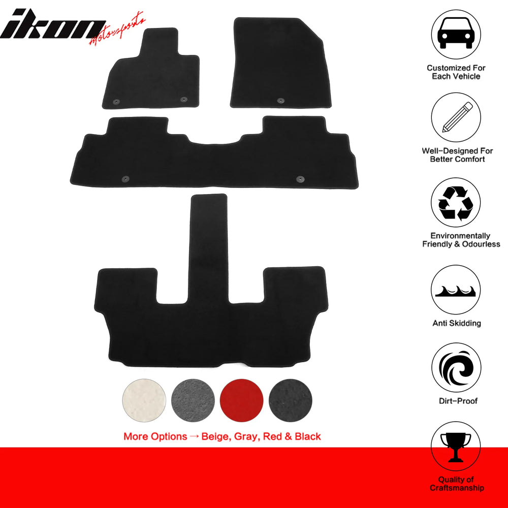 4-Piece Black Nylon Floor Mat Set