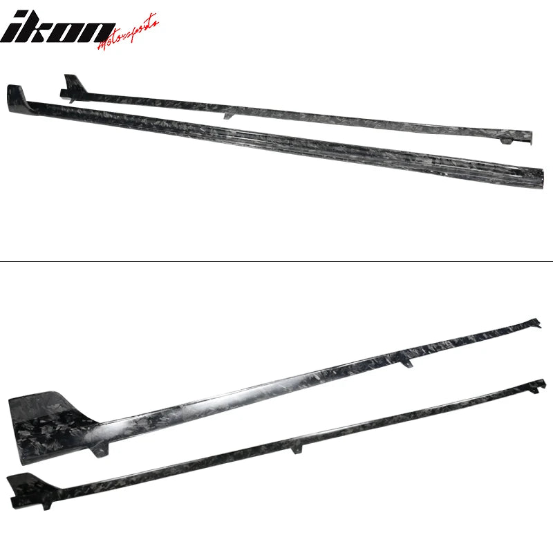 V Style Side Skirts Forged Carbon Fiber