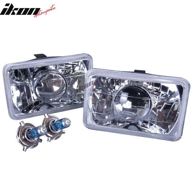 6x4 Inch Clear Projector Headlights w/ H4 Bulbs