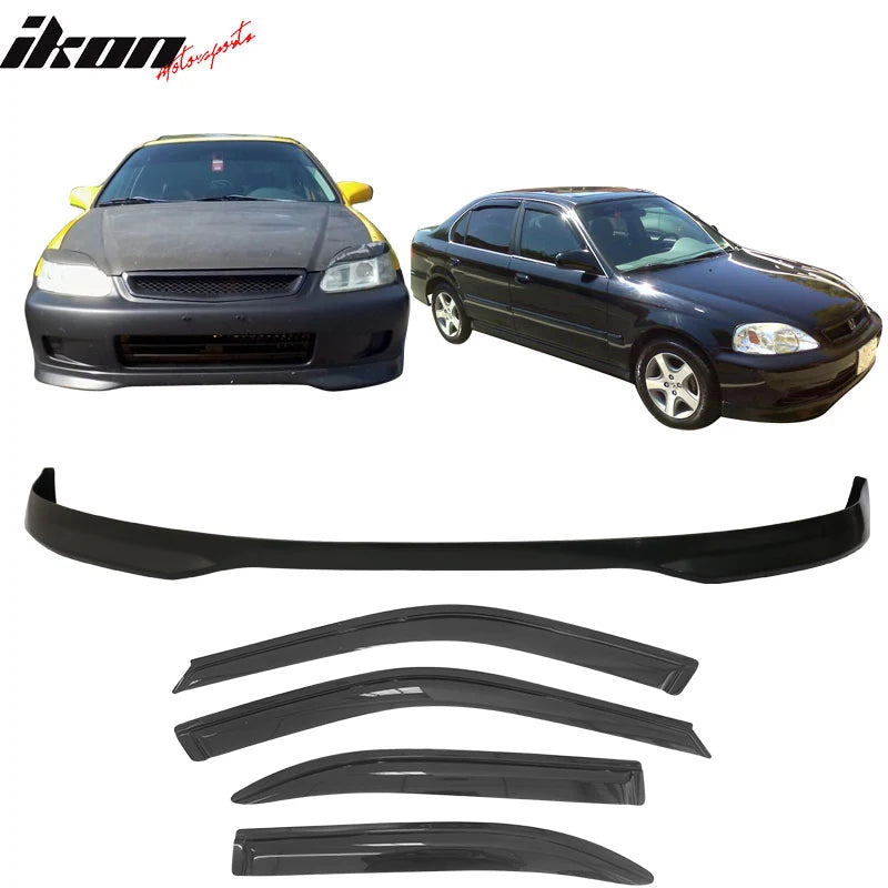 TR Style Front Bumper Lip + Sun Window Visor Combo