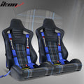 Racing Seat with Blue Plaid and Black PU