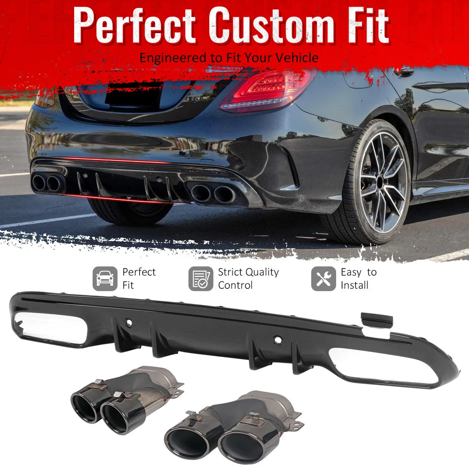 C43 Style Rear Diffuser with Quad Exhaust Tips