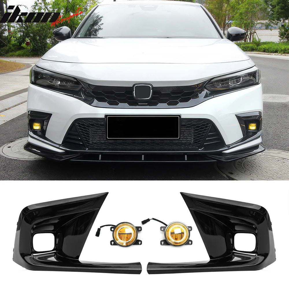 JDM Fog Light Bezel with Yellow LED Lamps