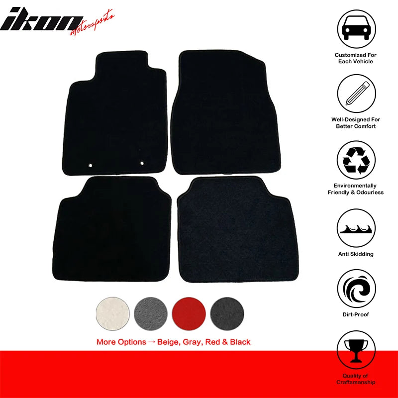 4-Piece Black Carpet Floor Mat Set