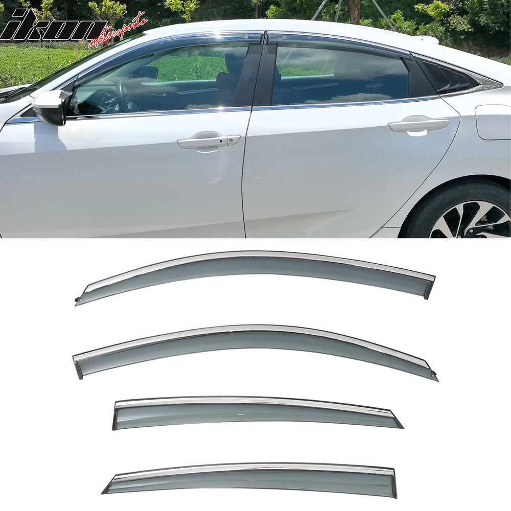 OE Style Window Visors with Chrome Trim