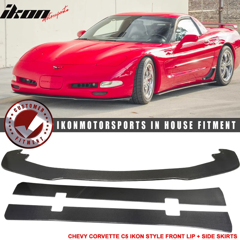 Carbon Fiber Front Bumper Lip and Side Skirt Kit