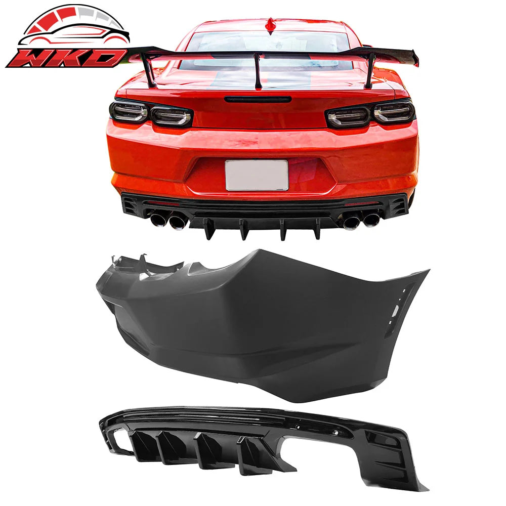 IKON Style Rear Bumper Cover with Gloss Black Diffuser