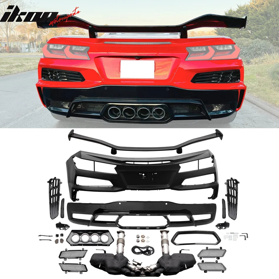 Rear Bumper Silver Exhaust Trunk Spoiler