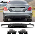 C63 Style Rear Diffuser with Quad Square Exhaust Tips