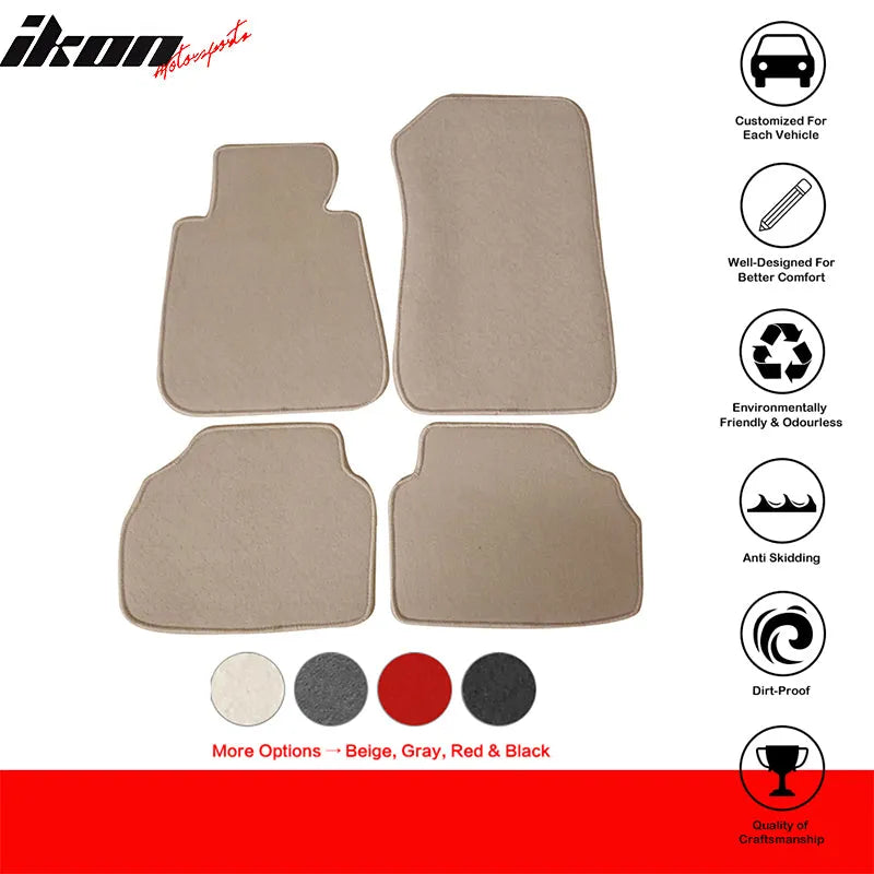 Nylon Carpet Floor Mat Set, Beige, 4-Piece