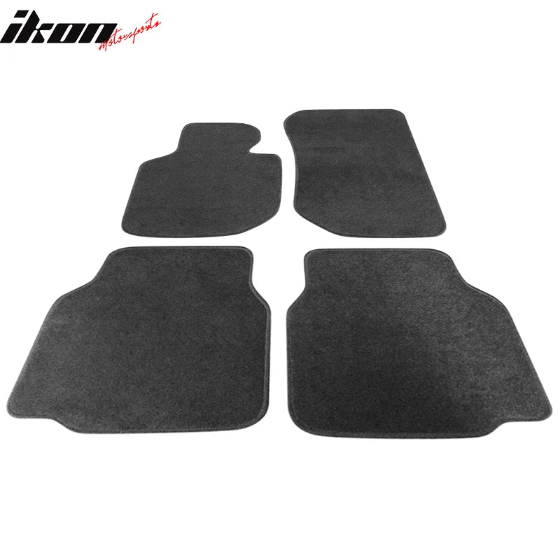 4-Piece Black Nylon Floor Mat Set
