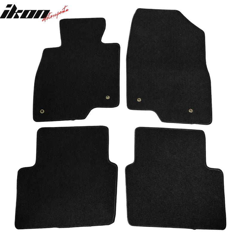 4-Piece Black Carpet Floor Mat Set