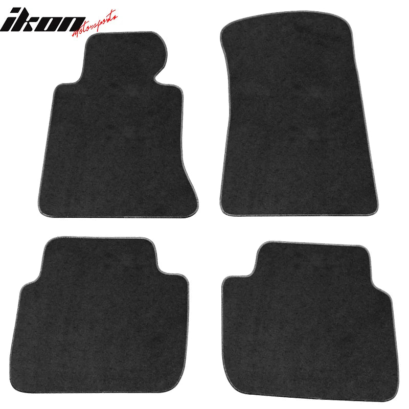 4-Piece Black Nylon Floor Mat Set