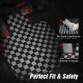Black and Gray Plaid Floor Mat Set