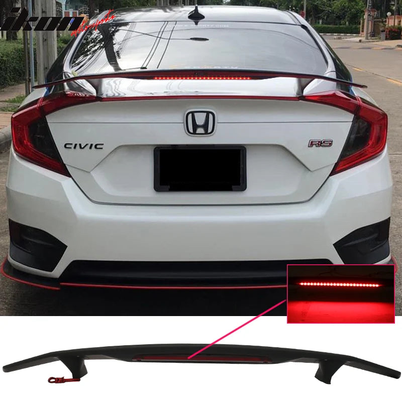 ABS Rear Spoiler with 3rd Brake LED Light
