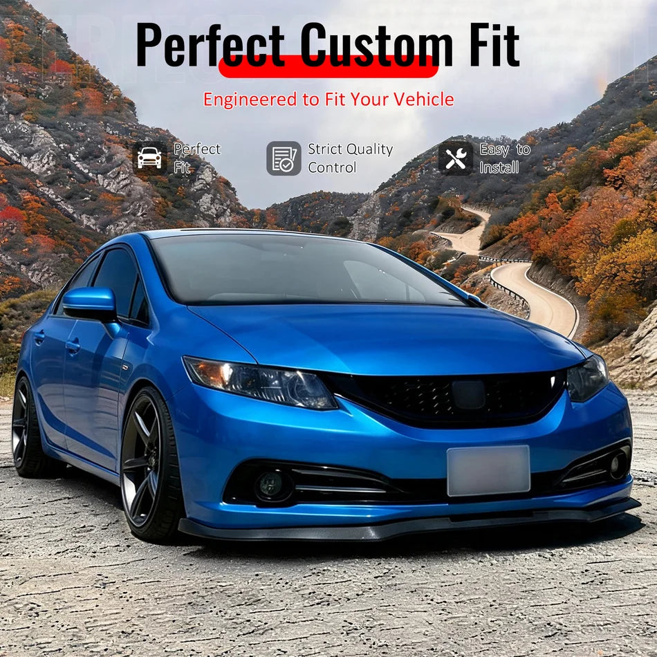 GT Style 3-Piece Front Bumper Lip Spoiler