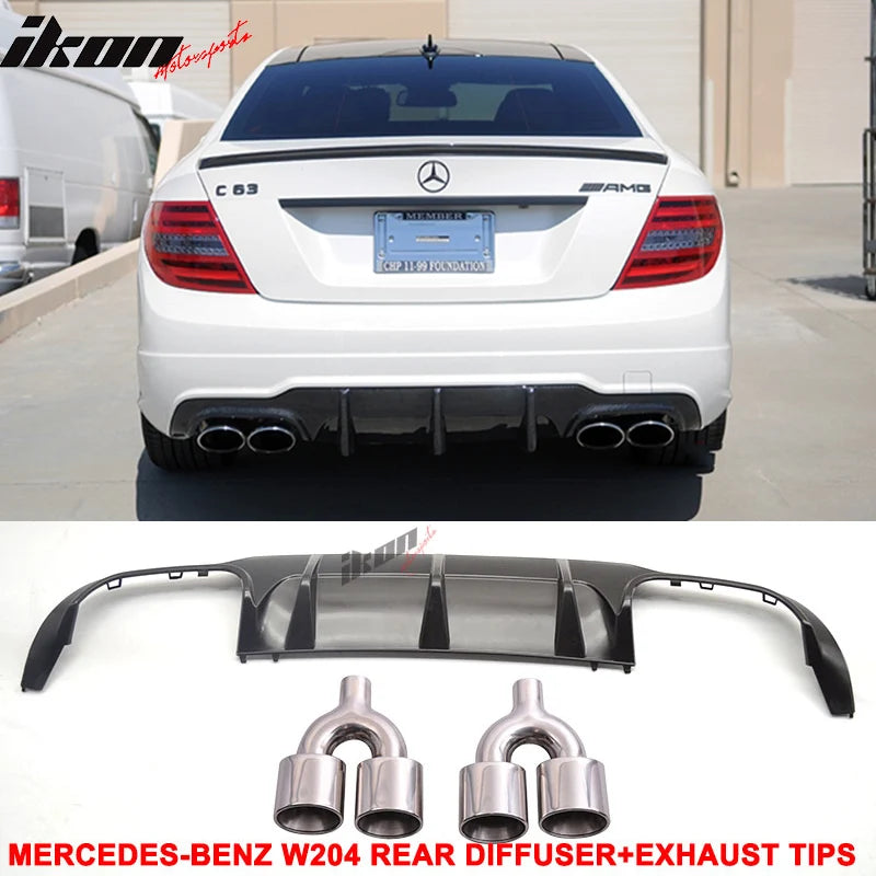 AMG Style Rear Diffuser with C63 Exhaust Tips