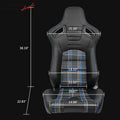 Universal PU Carbon Racing Seat with Blue Plaid