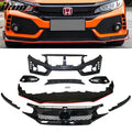 Type R Style Front Bumper with Grille, Lip, and DRL Covers