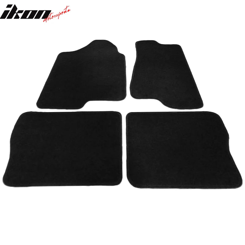 4-Piece Black Nylon Carpet Floor Mat Set