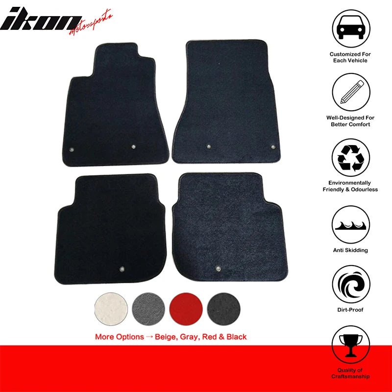 4-Piece Black Nylon Floor Mat Set