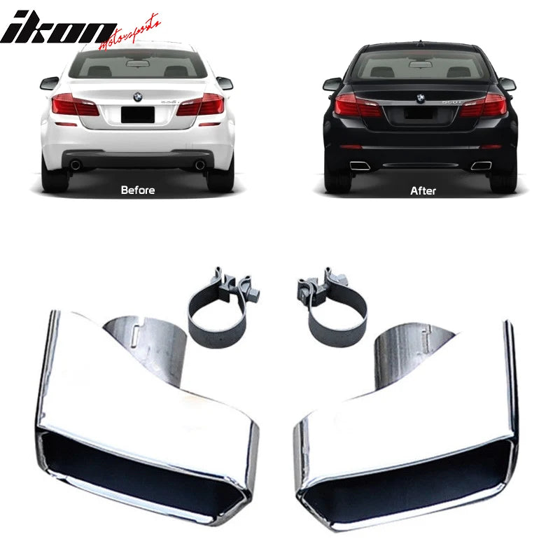 Exhaust Muffler Tips, Single Inlet, Stainless Steel, Chrome (Pair)
