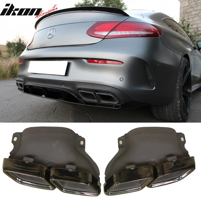 AMG Style Exhaust Tips (Pair) Black Chrome