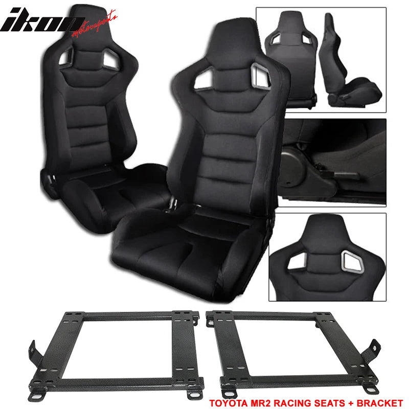 Reclinable Racing Seat and Bracket Pair