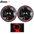 5 Inch Round Headlights w/ Red Halo Accent