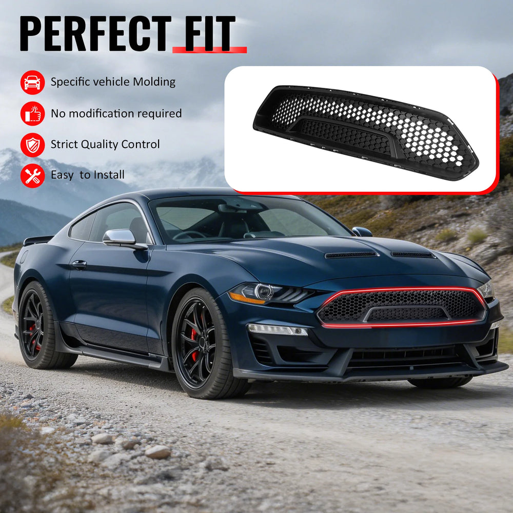 Shelby Super Snake Style Front Upper Grille Matte Black