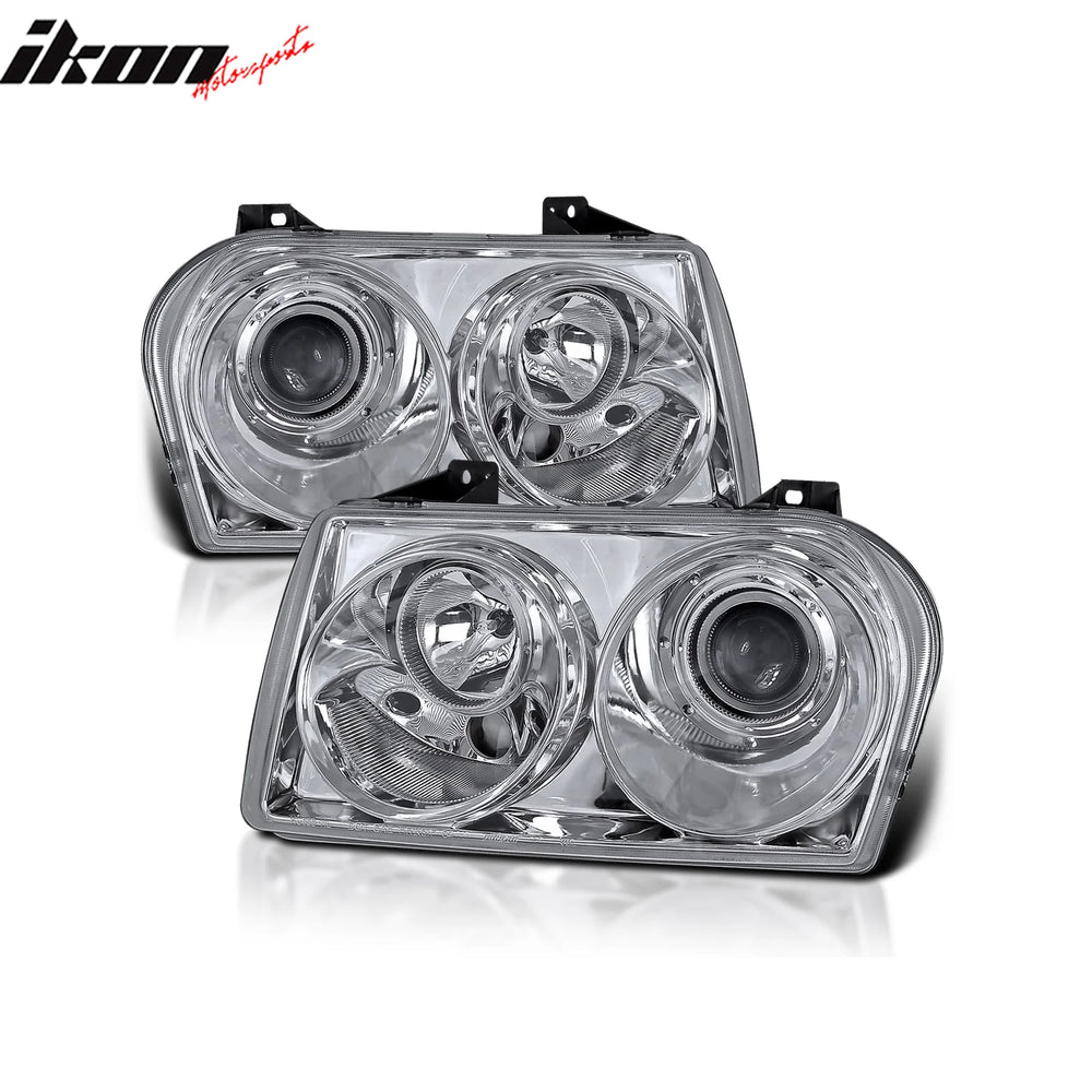 Projector Headlights, Clear/Chrome Pair