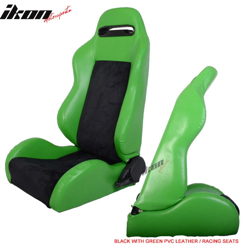 Racing Seat with Green PVC Leather and Black Suede