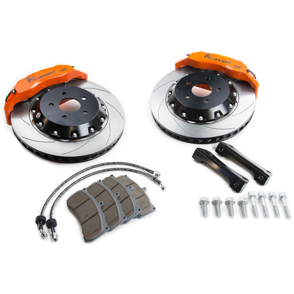 1-Piece Forged Aluminum Caliper Kit with Slotted Rotors