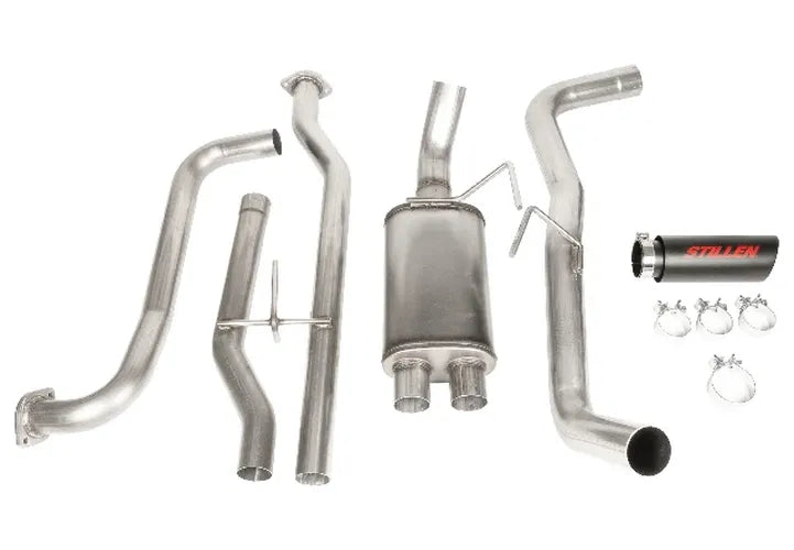 Cat-Back Exhaust System, 2.5-Inch Dual Mandrel-Bent, 4-Inch Black Tip