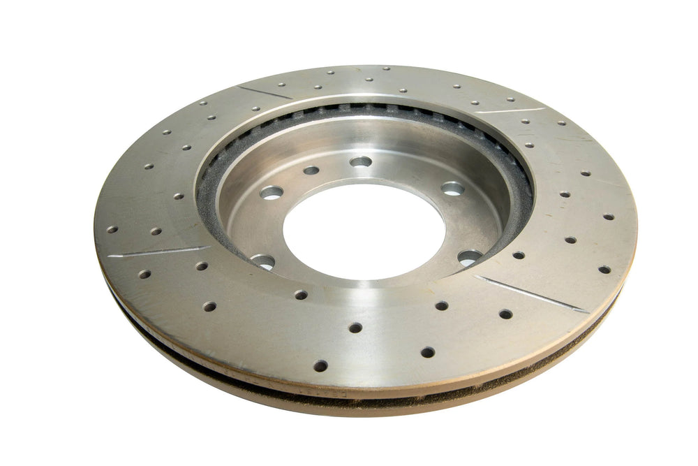 Cross-Drilled and Slotted Front Brake Rotor
