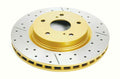 Cross-Drilled and Slotted Rotor with Gold Hub