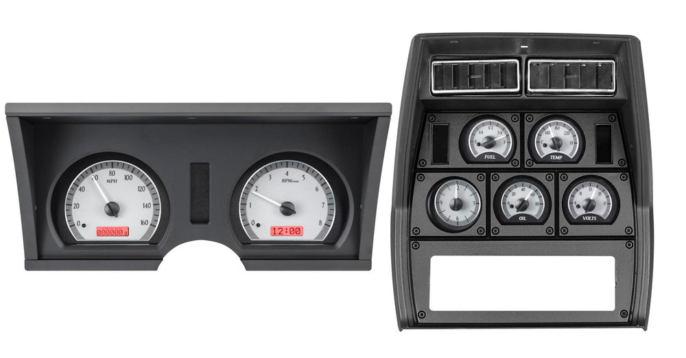 197882 CORVETTE VHX SYSTEM ANALOG CLOCK SILVER ALLOY STYLE FACE RED DISPLAY