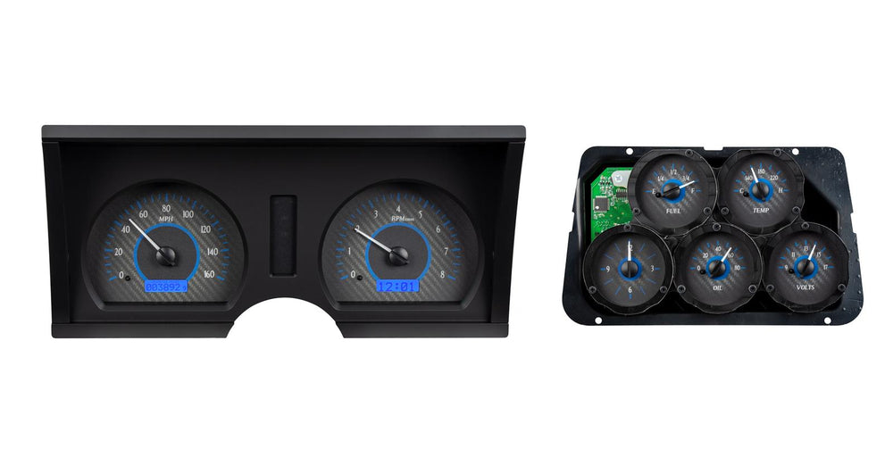 197882 CORVETTE VHX SYSTEM ANALOG CLOCK CARBON FIBER STYLE FACE BLUE DISPLAY