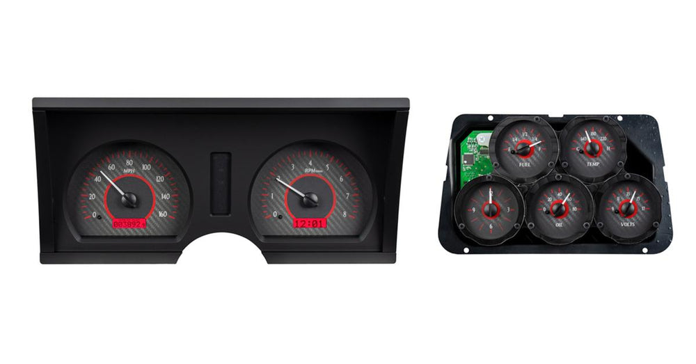 197882 CORVETTE VHX SYSTEM ANALOG CLOCK CARBON FIBER STYLE FACE RED DISPLAY