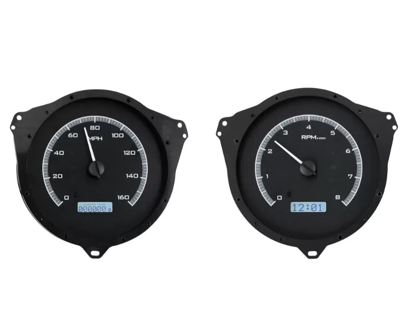 196877 CORVETTE VHX SYSTEM ANALOG CLOCK BLACK ALLOY STYLE FACE BLUE DISPLAY