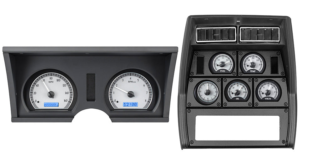 197882 CORVETTE VHX SYSTEM ANALOG CLOCK SILVER ALLOY STYLE FACE BLUE DISPLAY
