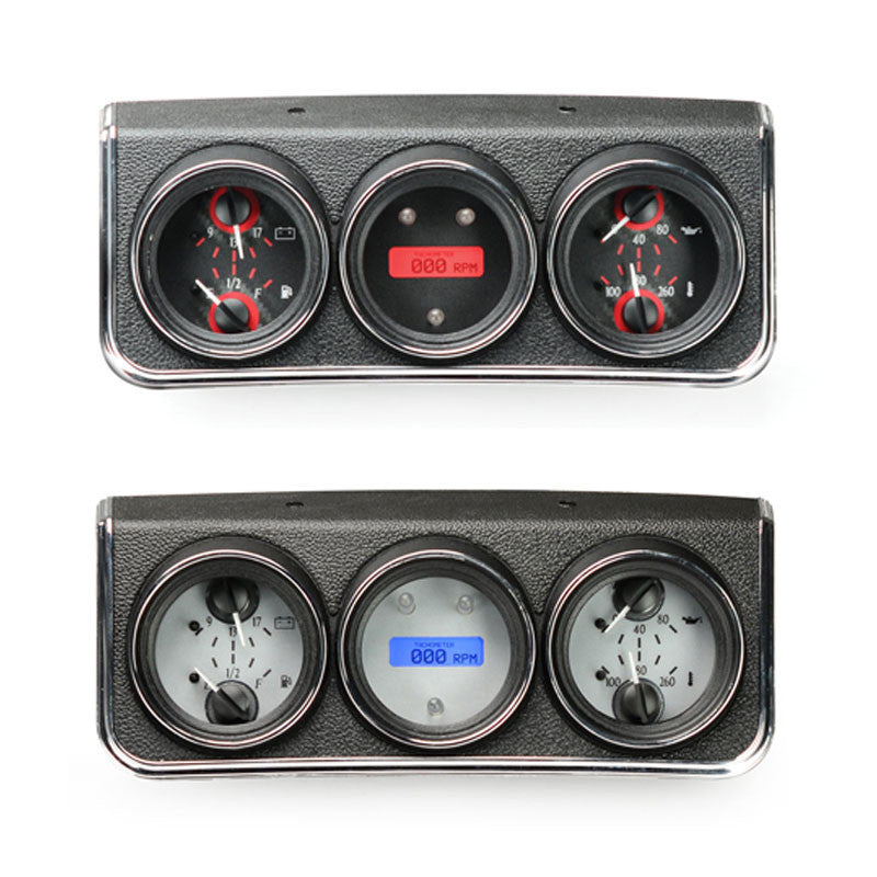 1967 CAMARO W/ CONSOLE GAUGES VHX SYSTEM SILVER ALLOY STYLE FACE RED DISPLAY