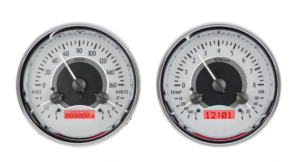 DUAL ROUND UNIVERSAL VHX SYSTEM SILVER ALLOY STYLE FACE RED DISPLAY